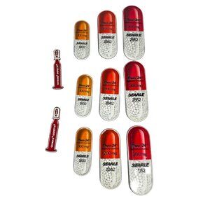 Vintage Pharmaceutical Magnet Lot Theo 24 Searle Orimune Dispettes Medical Decor